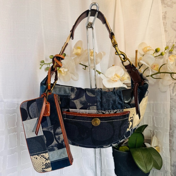 Coach Handbags - Coach patch work denim - vintage 2006! With matching wristlet .